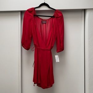 NWT Reformation Eda Cherry Red Wrap Dress (Size M)